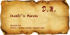 Dudás Manda névjegykártya